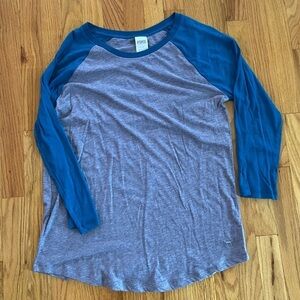 Pink Victoria’s Secret gray & teal long sleeve tee
